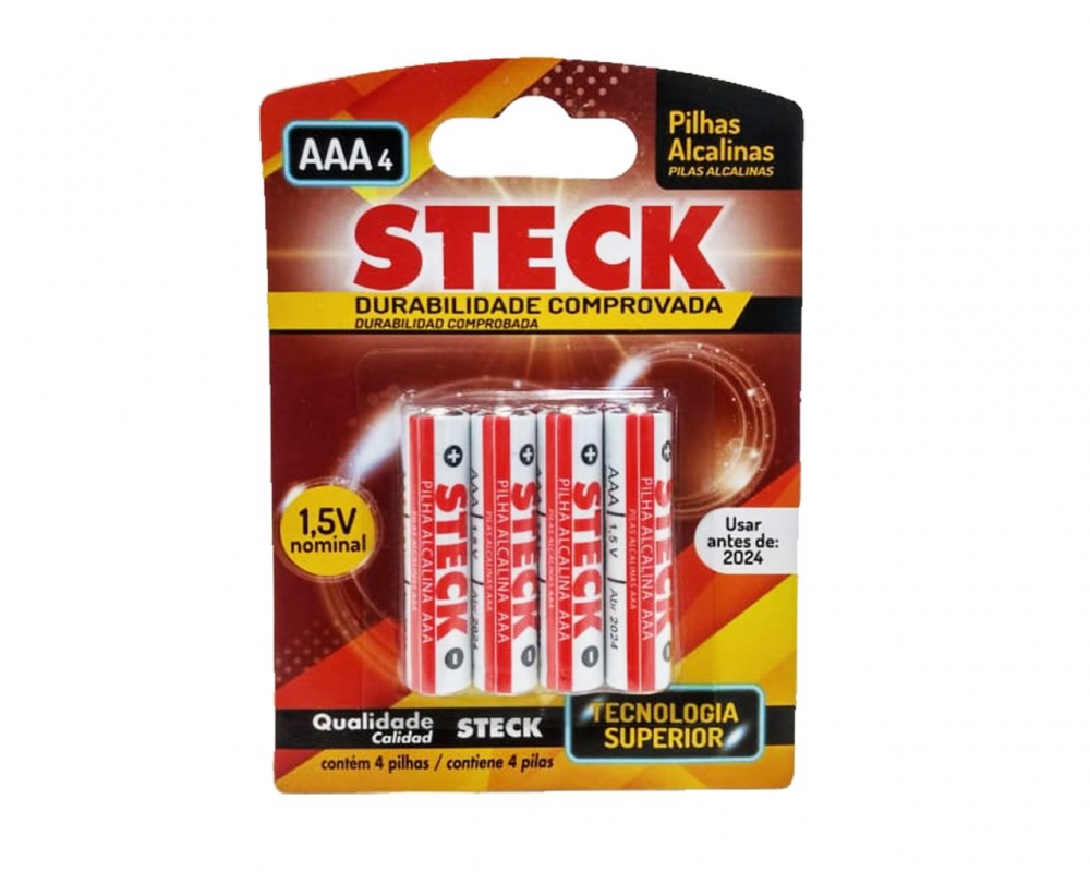Pilha Steck Alcalina Aaa 4pcs Blister