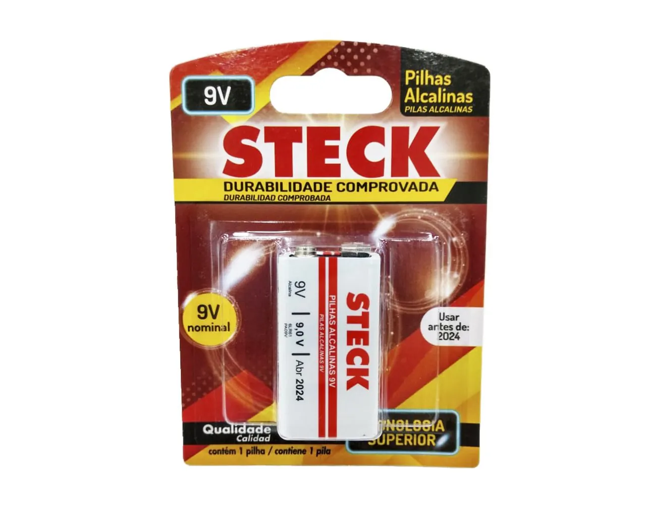 Pilha Steck Bateria Alcalina 9v Blister