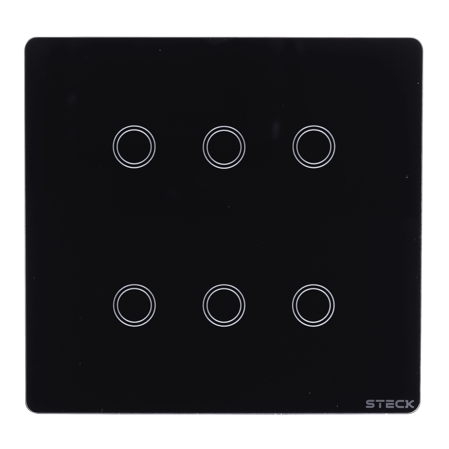 Conjunto Interruptor Smarteck 4X4" 6 Módulos Touch Preto