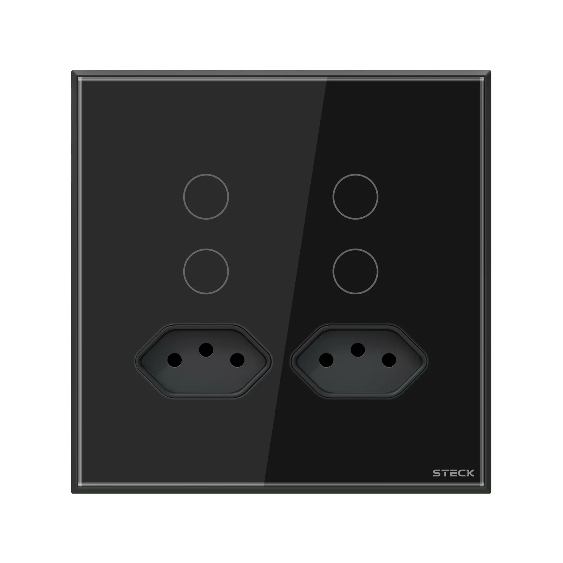 Interruptor 4x4" 4 Módulos + 2 Plugs Touch Preto Wi-Fi Ambiente Conectado Steck