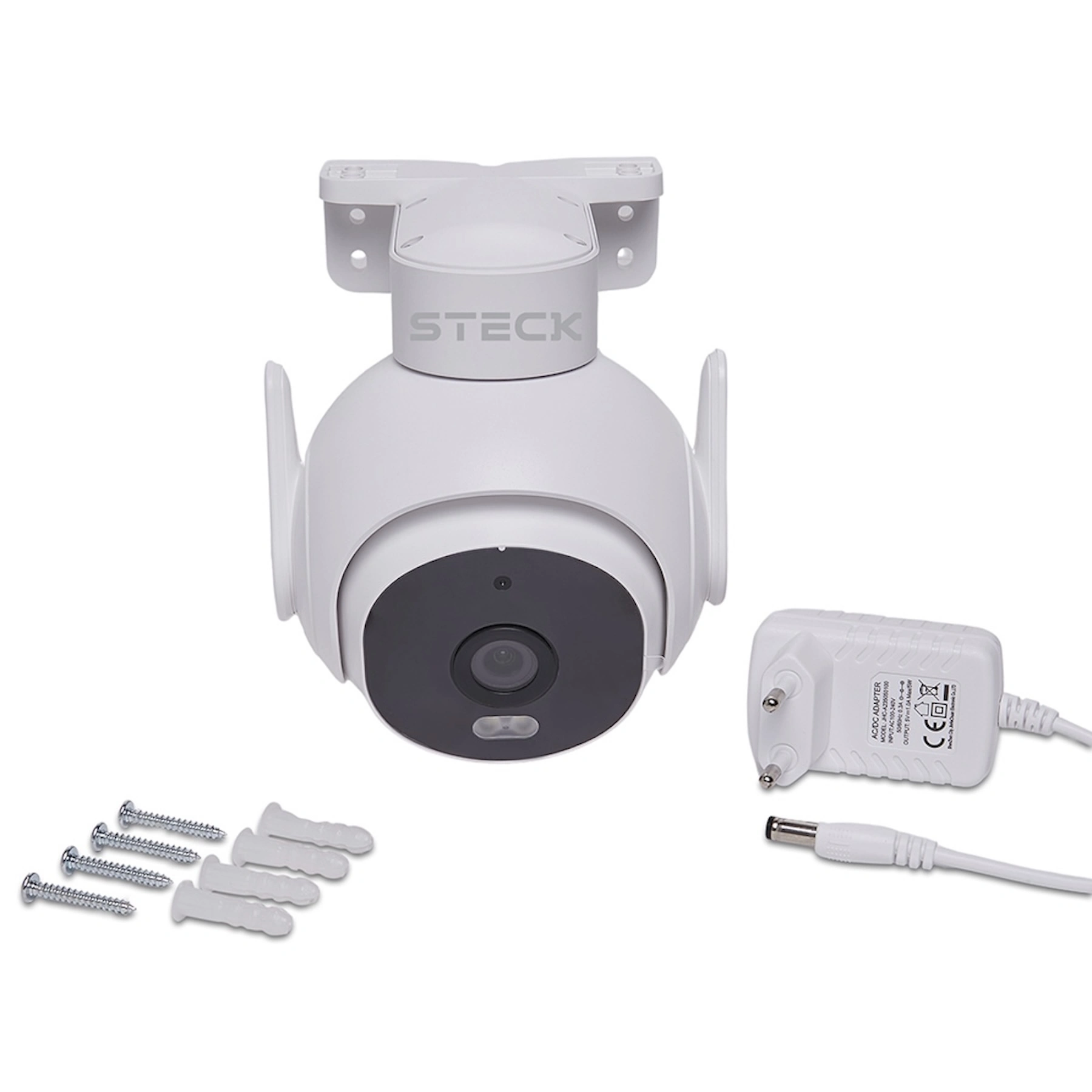 Câmera de Segurança Fixa Externa PTZ 360 com Wi-Fi Full HD IP65 Steck SCAM2BS1