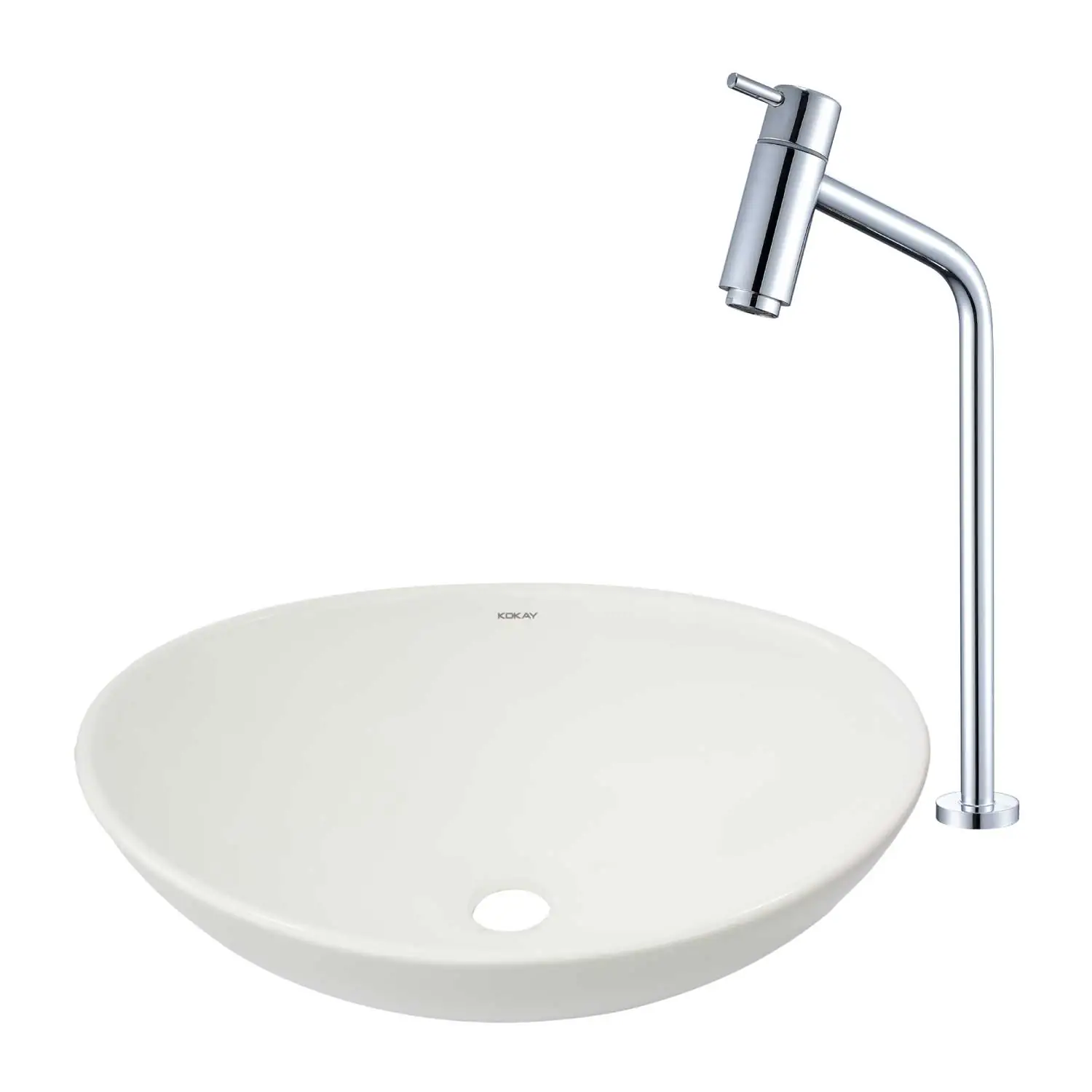Cuba Em Louça Oval De Apoio + Torneira Slim Luxo Cromado
