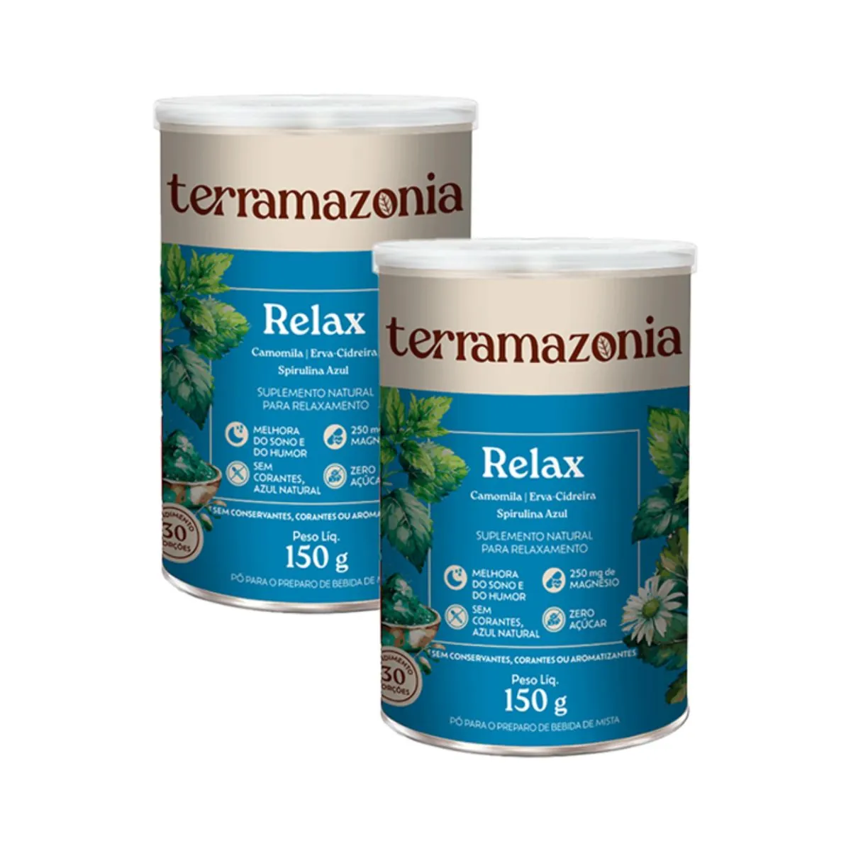Kit 2X: Relax Camomila, Erva Cidreira e Spirulina Azul Terramazonia 150g