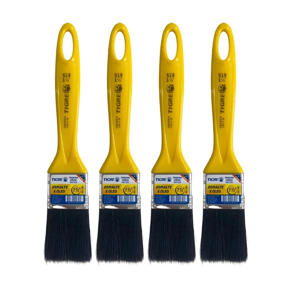 Kit 4 Trincha Pincel Pintura Esmalte Óleo 1.1/2 Tigre
