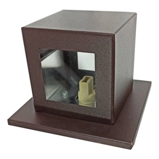 Arandela Alumínio Cubo 2 Fachos Muro Parede Int/ext Bl 08/2 Marrom
