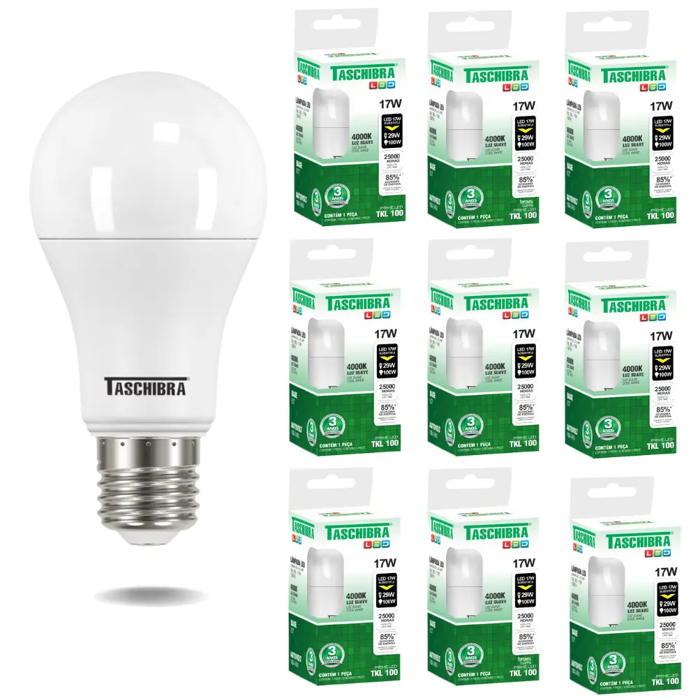 Kit 10 Lâmpadas Led Bulbo Tkl 17w Taschibra E27 Bivolt