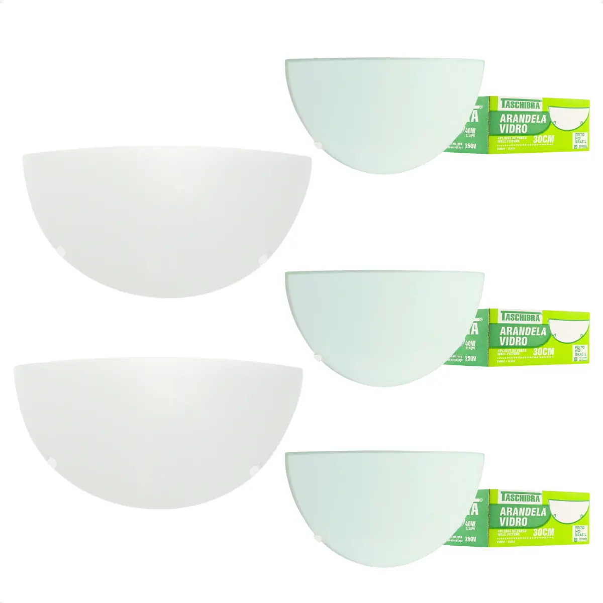 Kit 5 Arandelas Taschibra Jurerê Vidro Meia Lua E27 Bivolt