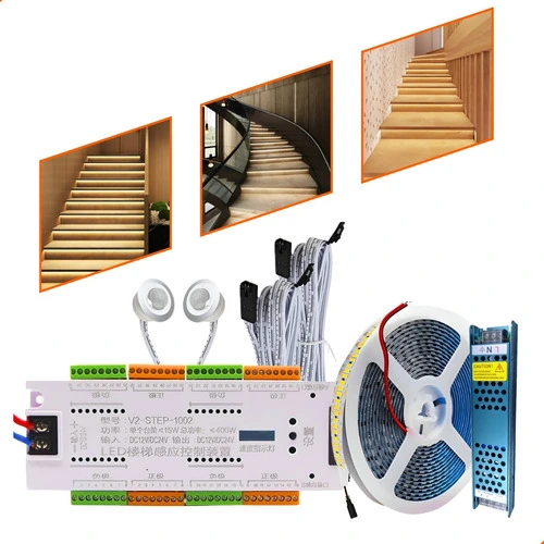 Kit Sensor De Movimento Led P/ Escada 32 Canais + Fita 5m 240 + Fonte