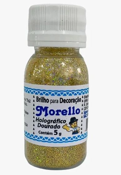Brilho Para Decoração Holográfico Dourado Morello Pote 10g