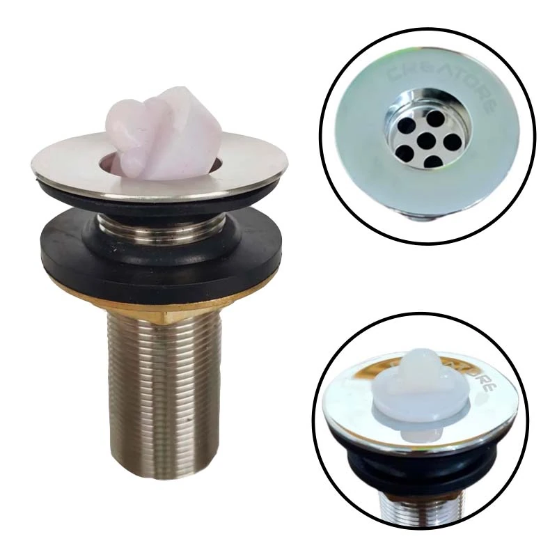 Válvula Pia Banheiro Lavatório Escoamento 7/8" Abs S/ladrão Metal Cromado