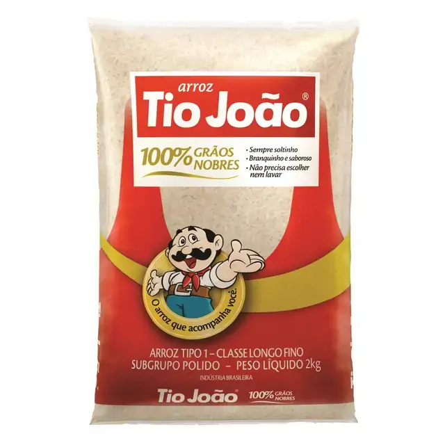 Arroz Tio João 100 Grãos Nobres Tipo 1 Classe Longo Fino 2kg