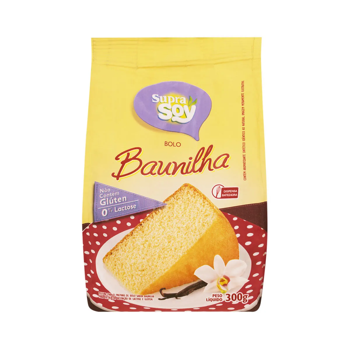 Mistura Para Bolo Baunilha Sem Glúten Zero Lactose Supra Soy Pacote 300g