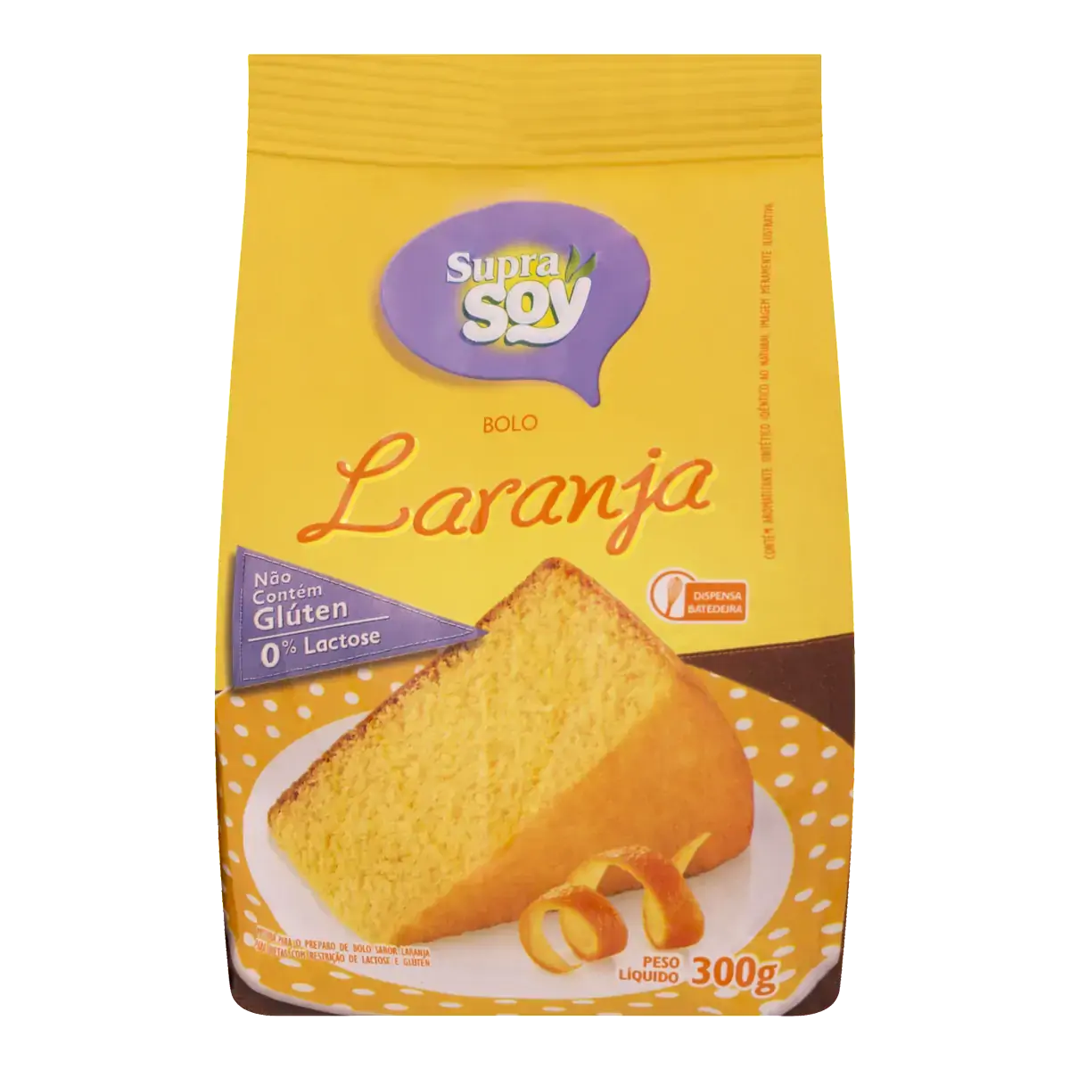 Mistura Para Bolo Laranja Sem Glúten Zero Lactose Supra Soy Pacote 300g