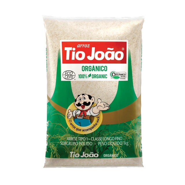 Arroz Branco Tipo 1 Orgânico Tio João Pacote 1kg