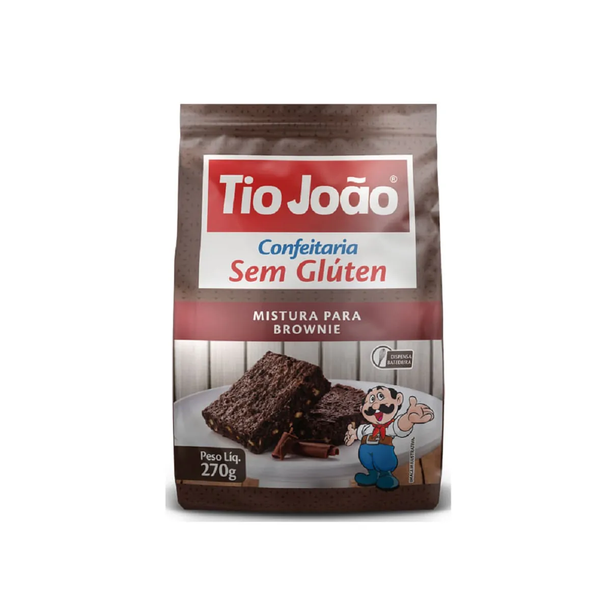 Mistura para Bolo Tipo Brownie sem Glúten Tio João 270 g