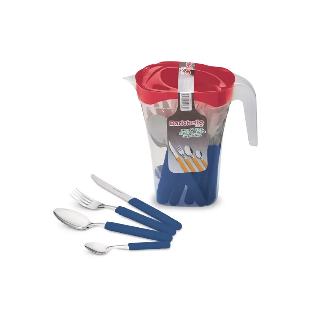 Faqueiro Inox 25pcs Cb Plast Jarr Azul