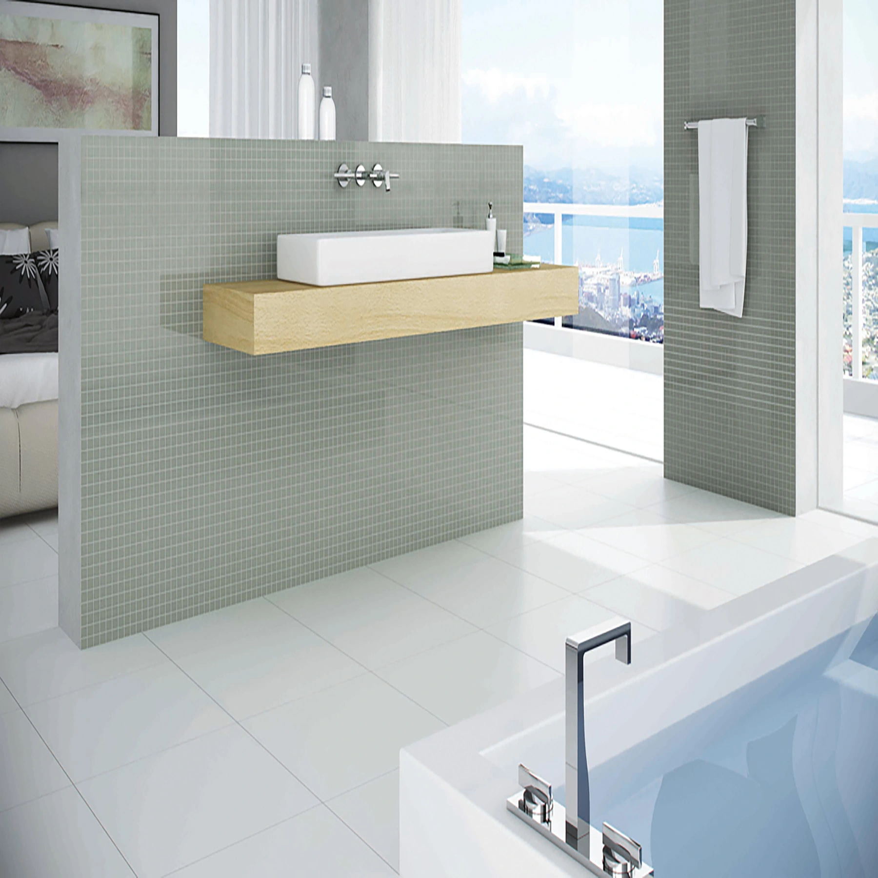 Porcelanato Monocolor Branco Acetinado Borda Reta Interno 80x80cm Bianco Portinari