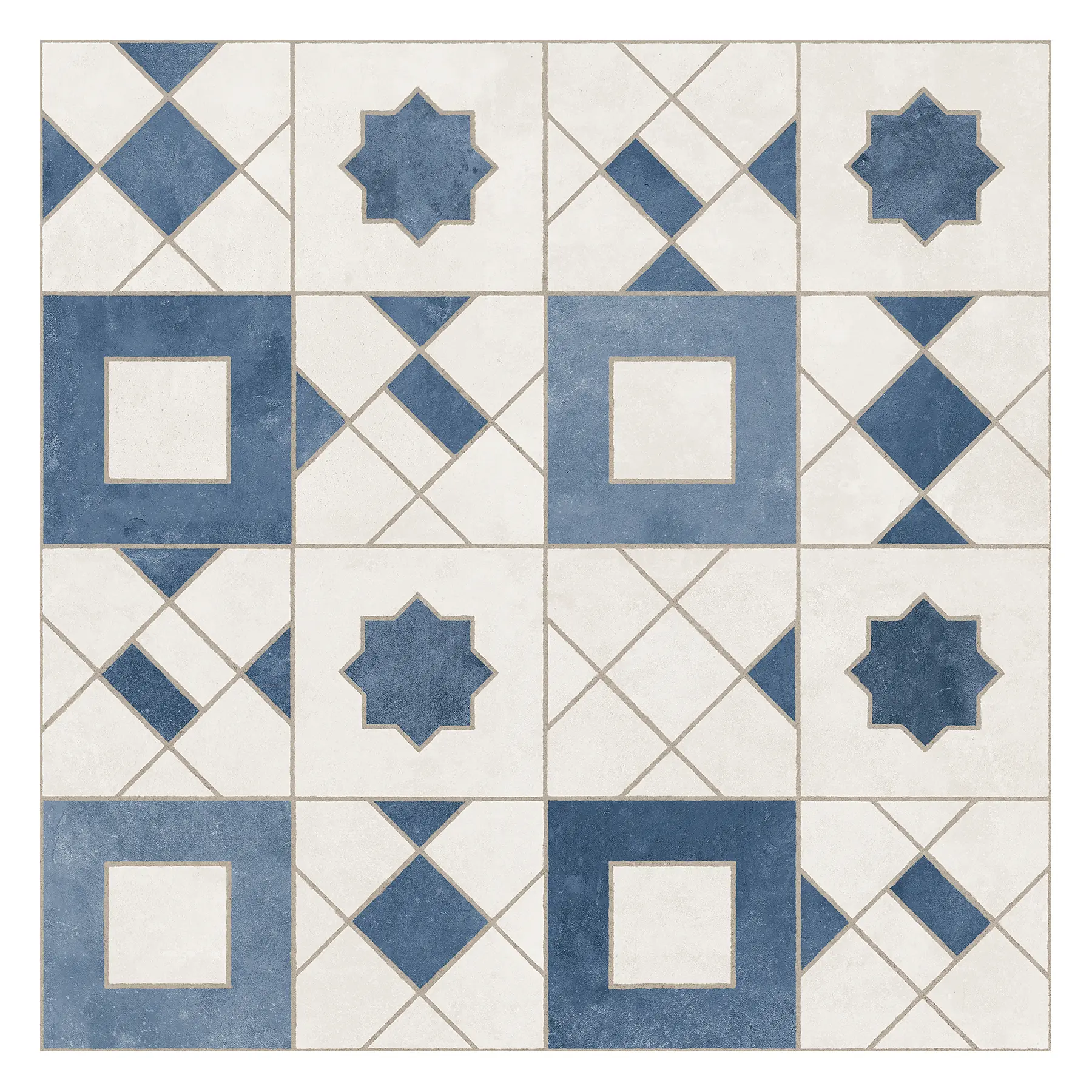 Porcelanato Decorado Acetinado Borda Reta Interno 58,4x58,4cm Ladrilho Marroquino Azul Ceusa