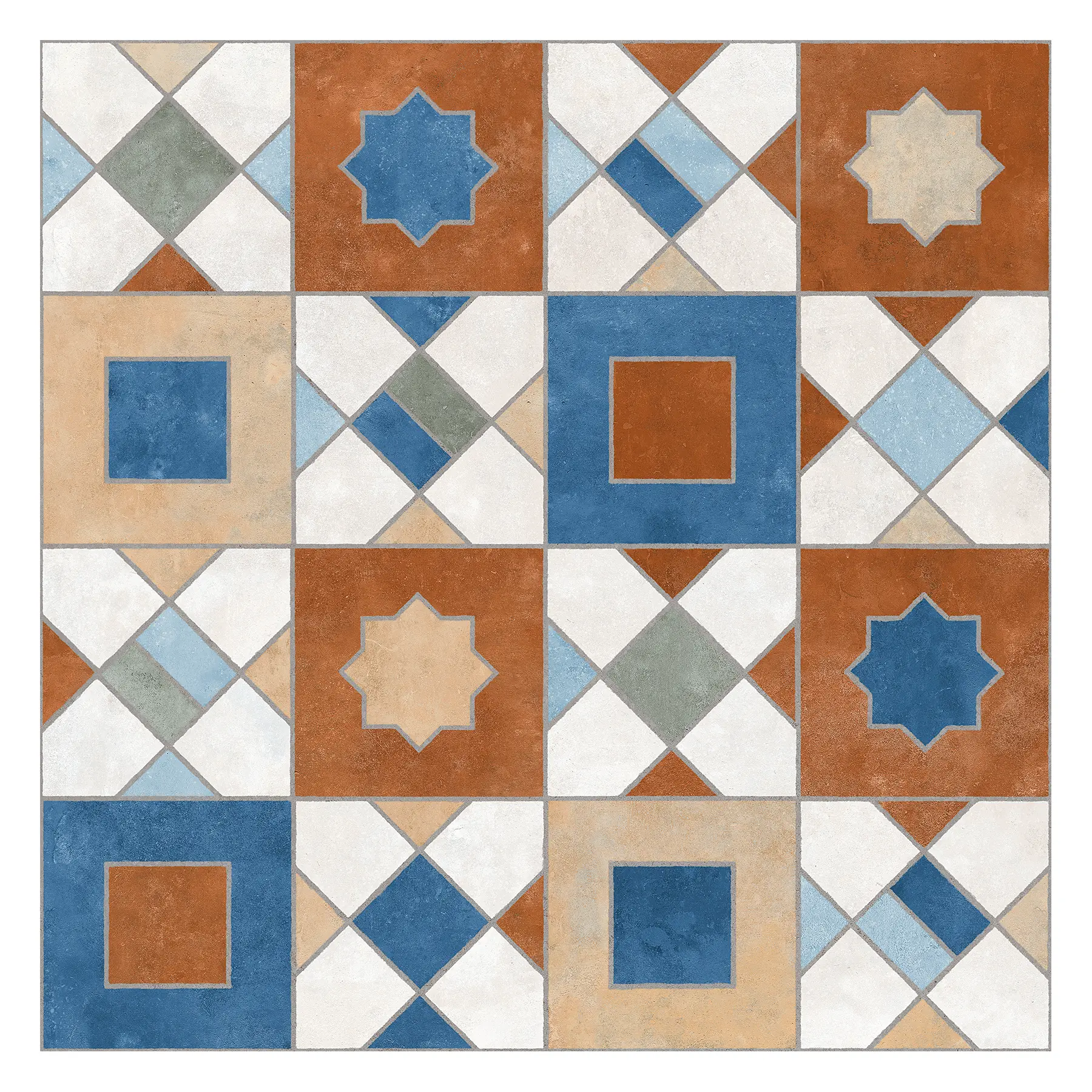 Porcelanato Decorado Acetinado Borda Reta Interno 58,4x58,4cm Ladrilho Marroquino Mix Ceusa