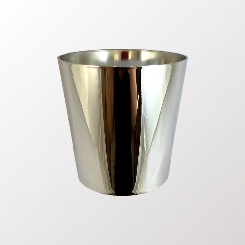 Jdm Cachepot Acrilico Cone Metalico Prata