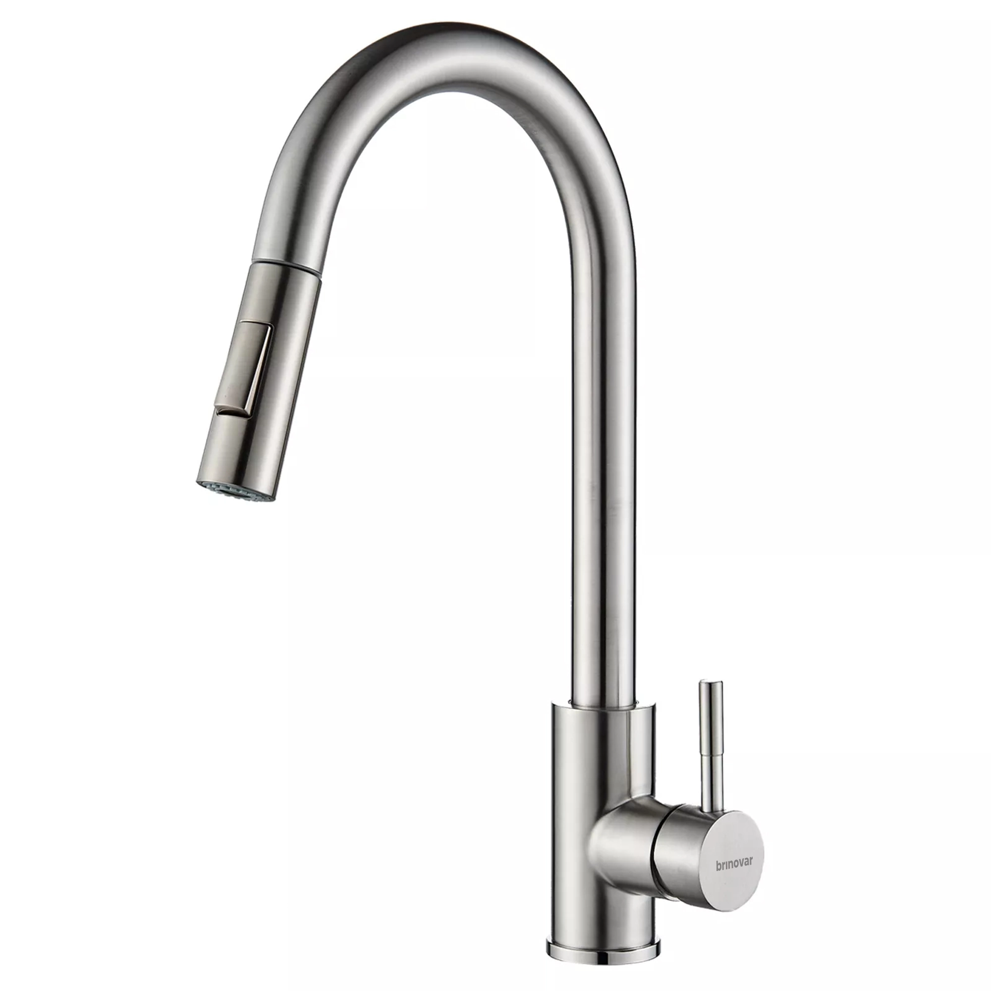 Torneira De Cozinha Gourmet Misturador Monocomando 360º De Bancada Com Spray Extensor Aço Inox 304 Prata Brinovar