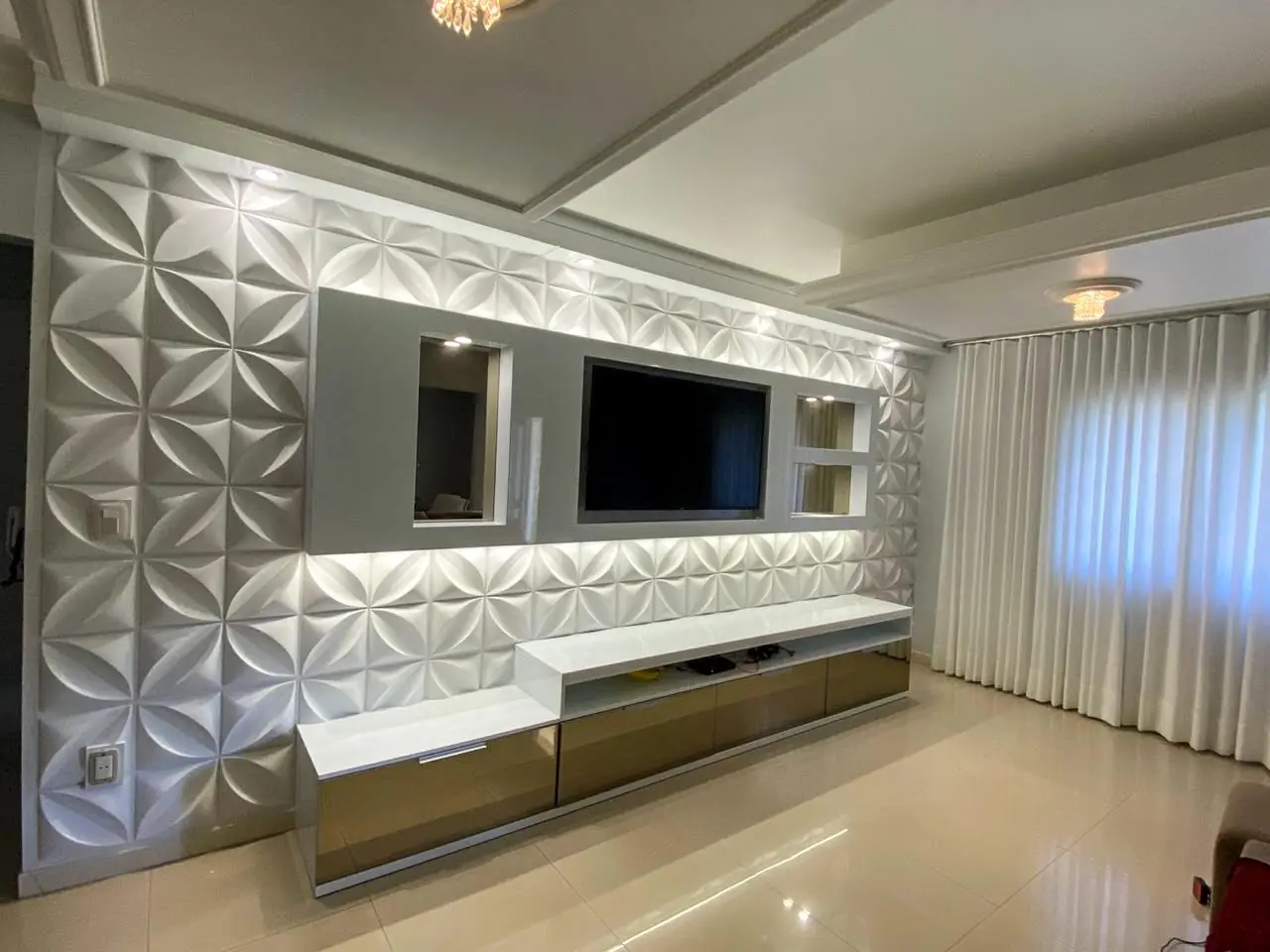 Kit 4 Placas Acabamento 1m² Forro Teto Decorativo Fachada Revestimento Flexivel Interno 3d Pvc