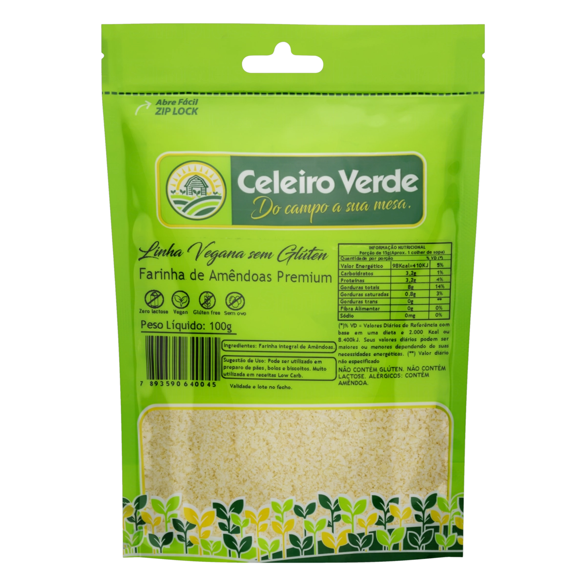 Farinha De Amêndoa Celeiro Verde Premium Pouch 100g