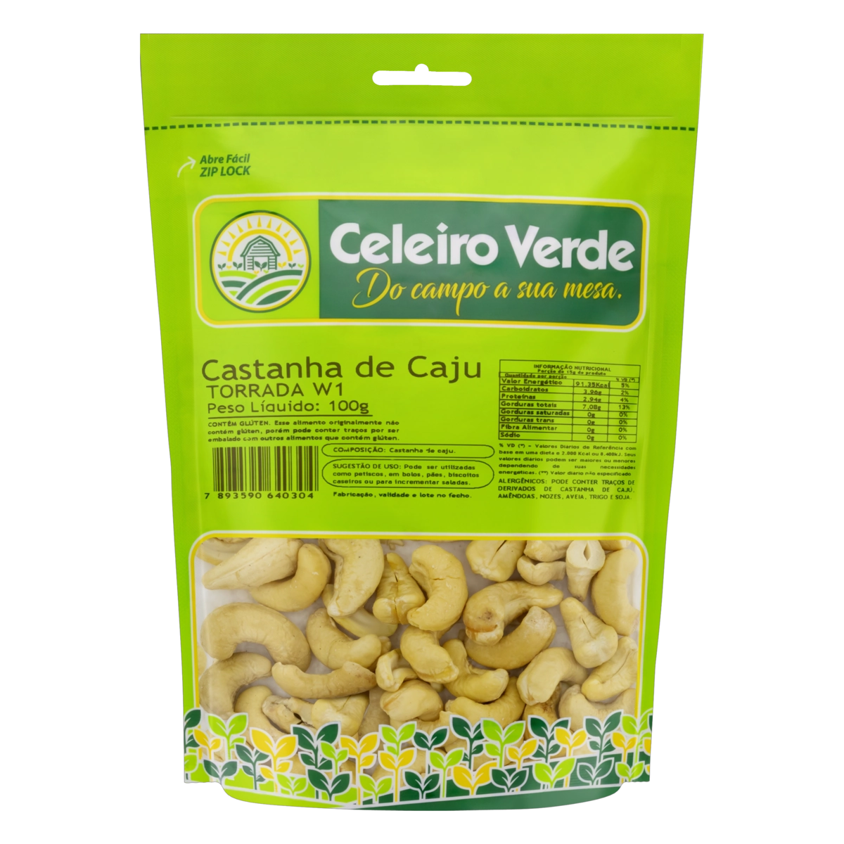 Castanha De Caju Torrada W1 Celeiro Verde Pouch 100g