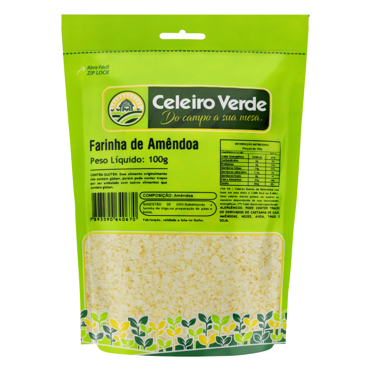 Farinha De Amêndoa Celeiro Verde Pouch 100g
