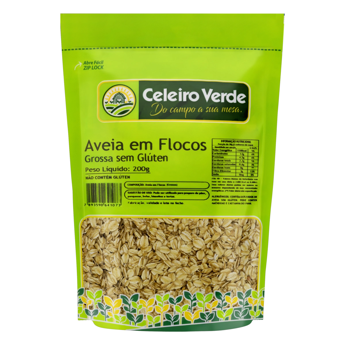 Aveia Em Flocos Grossos Celeiro Verde Pouch 200g