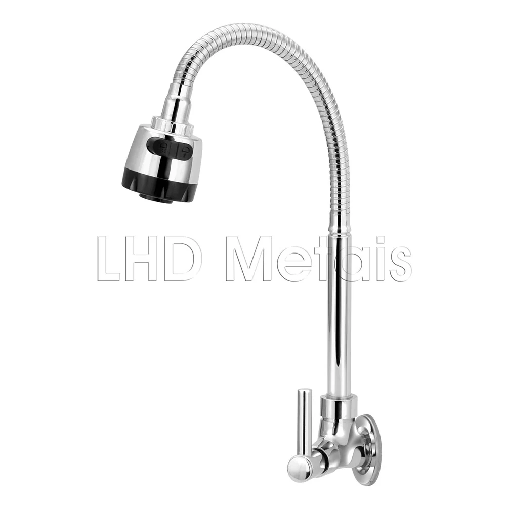 Torneira De Cozinha De Parede Tubo Gourmet Luxo 1/4v. Prateado