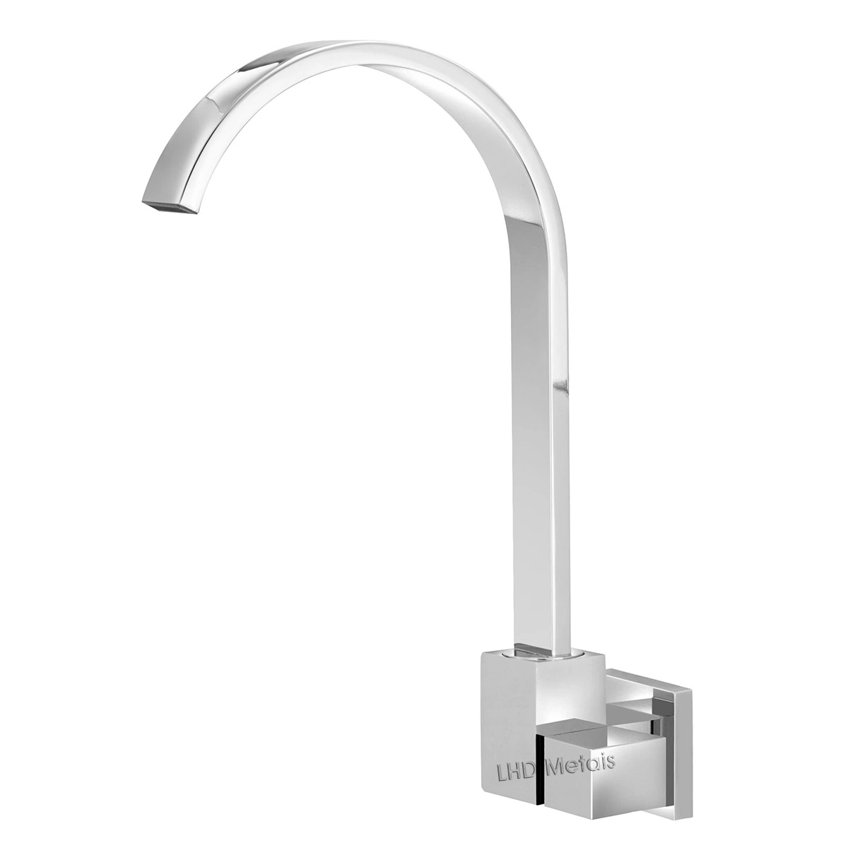 Torneira Parede Quadrada Bica Móvel Metal Cromada Luxo 1/4 V