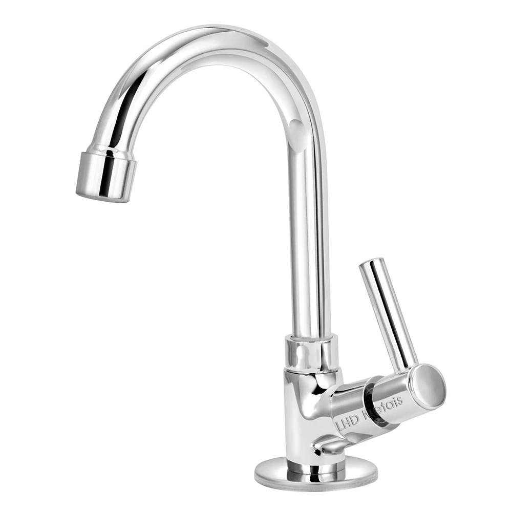 Torneira Lavatório Banheiro Bica Móvel 1/4v Metal + Flexivel Prateado