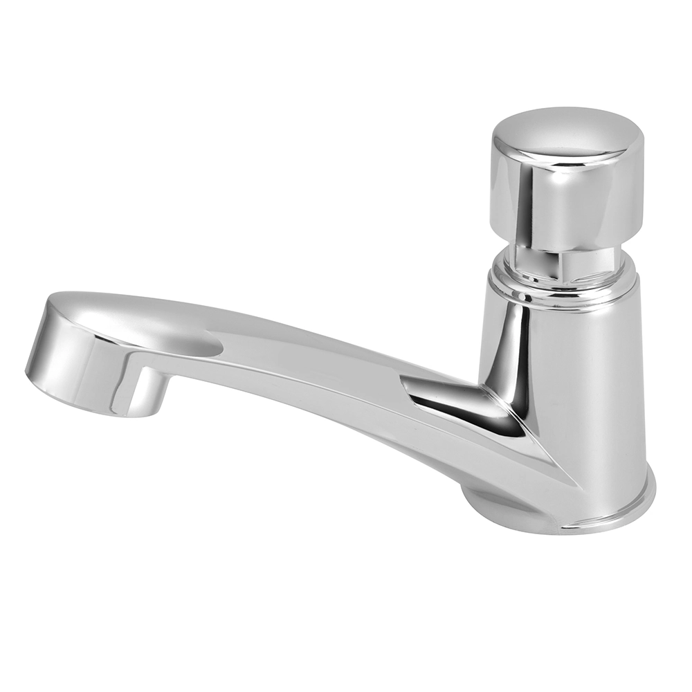 Torneira Lavatório Automática Abs Botão Em Aço Inox Prateado