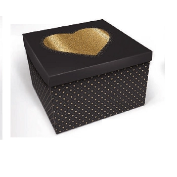 Caixa Quadrada Est Love Gold 27x27x15,5cm Ref.mm43