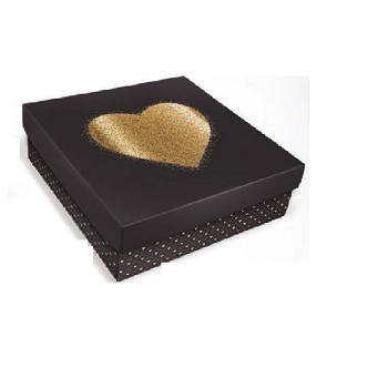 Mm47 Caixa Quadrada Media 27x27x9cm Estampa Love Gold