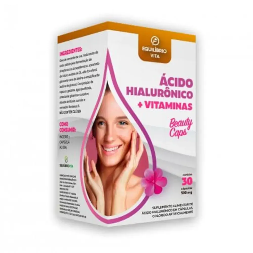 ácido Hialurônico Vitaminas 500mg Equilíbrio Vita 30 Cápsulas