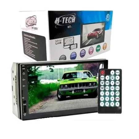 Reprodutor de Vídeo Universal Mp5 7 Pol. 2 Din Usb/Bluetooth/Auxiliar/Mirror - H TECH HT3100