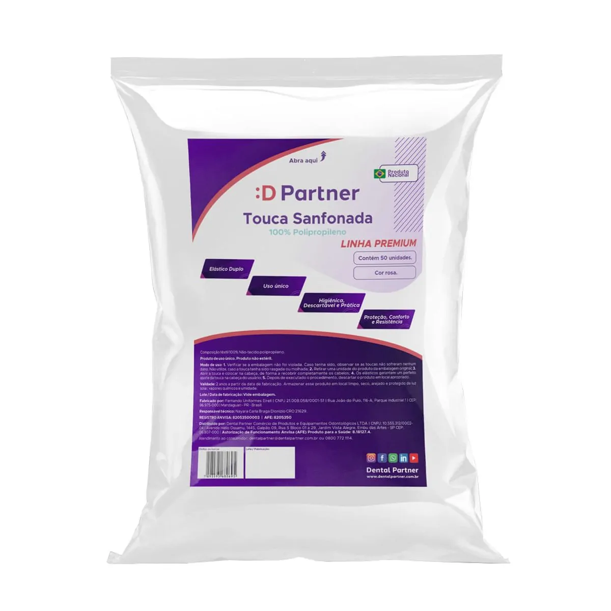Touca Descartável Premium - Dental Partner - Touca Descartável Premium Rosa - Dental Partner