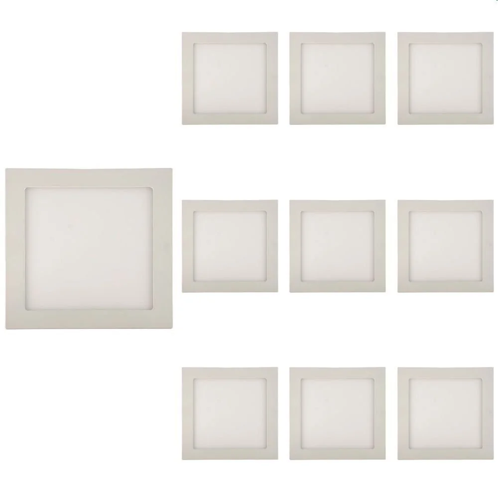 10 Painel De Led Blumenau Slim Quadrado De Embutir 12w Bivolt 6500k Luz Branca
