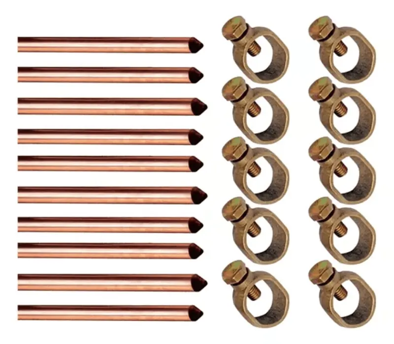 Kit 10 Haste Aterramento Cobreada 5/8 X 2,4mts + 10conector