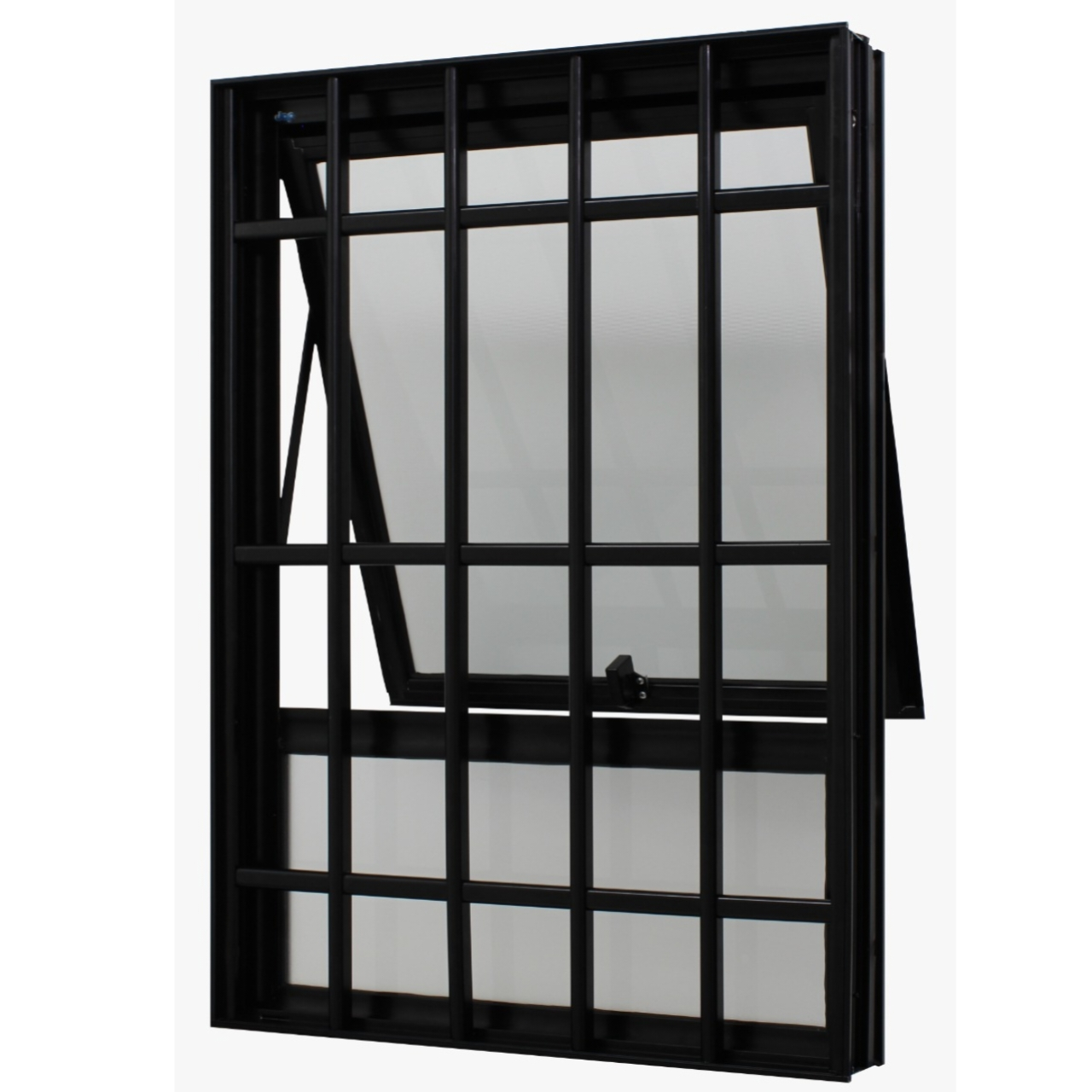 Janela Maxim-ar 120x60 Alumínio Preto Com Grade Com Bandeira Fixa Perfecta Max Jap