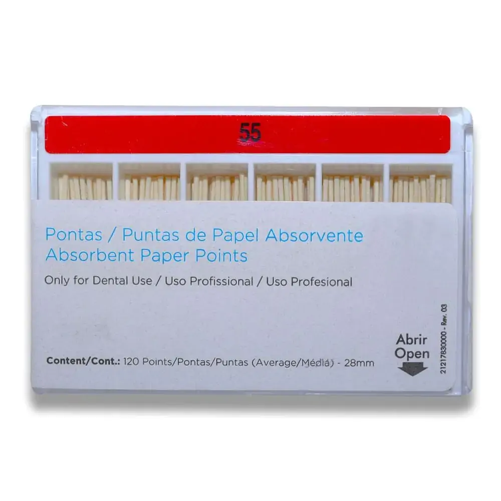 Cone de Papel Iso 28mm com 120 - Dentsply Sirona - Cone de Papel Iso 55 28mm - Dentsply Sirona