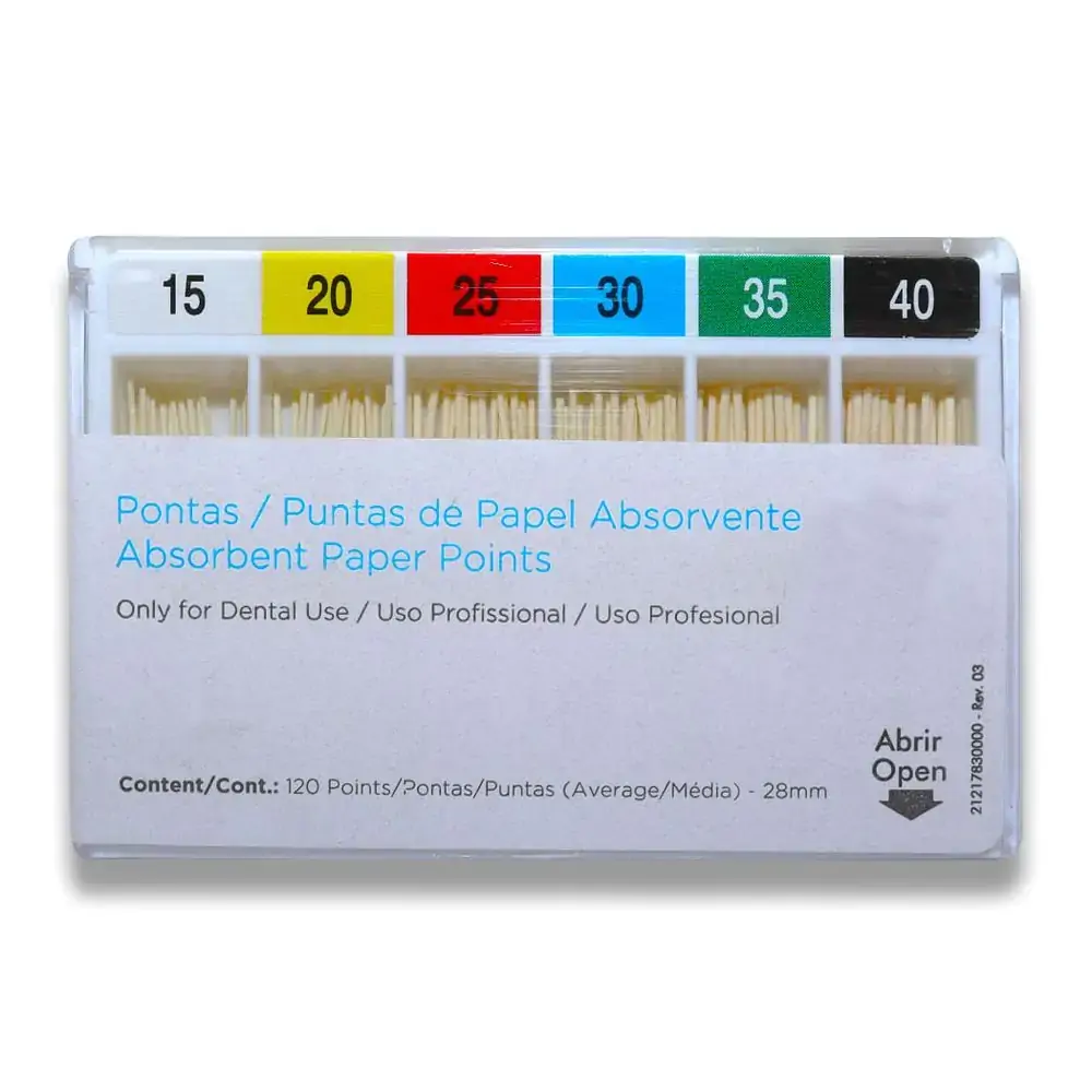 Cone de Papel Iso 28mm com 120 - Dentsply Sirona - Cone de Papel Iso 15-40 28mm - Dentsply Sirona