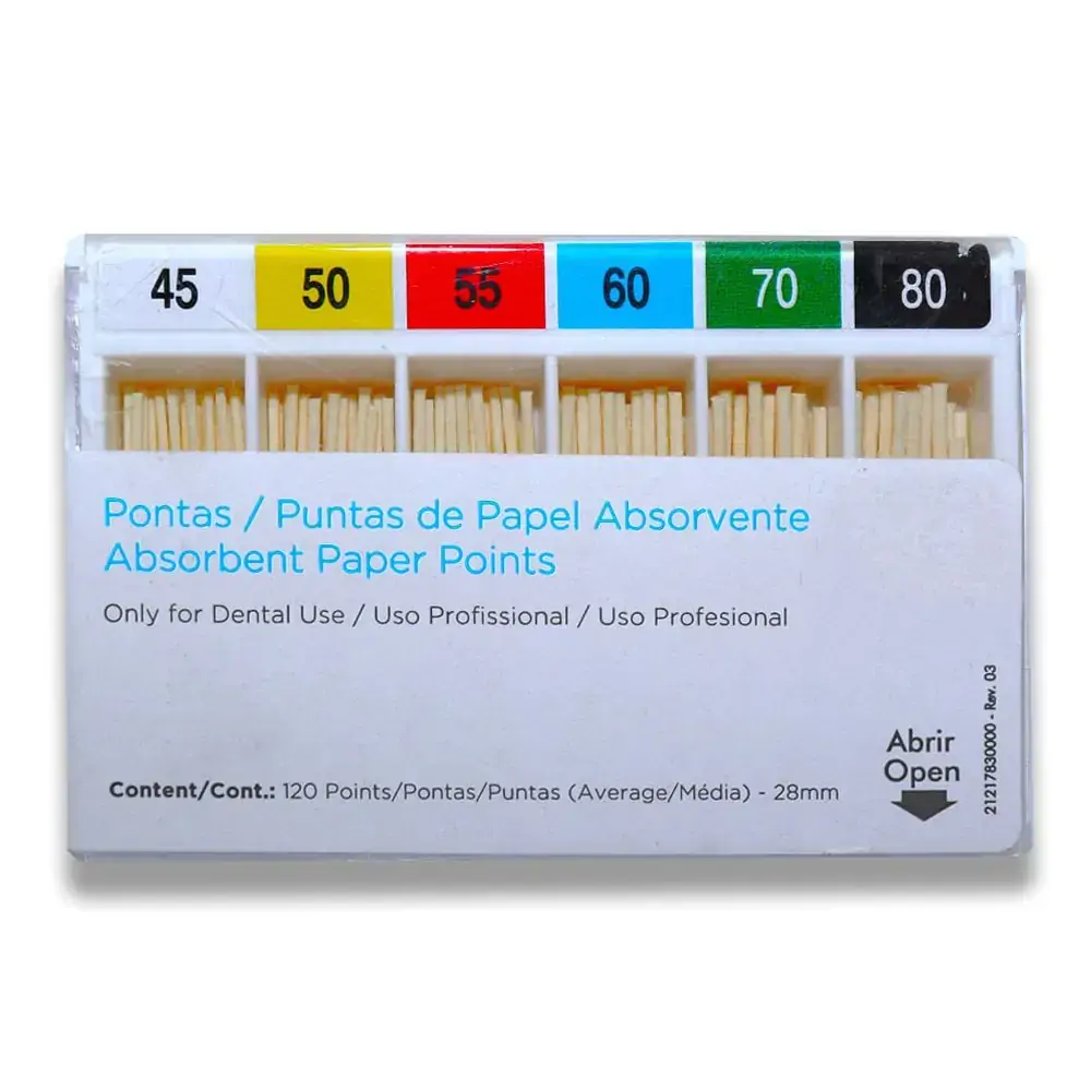 Cone de Papel Iso 28mm com 120 - Dentsply Sirona - Cone de Papel Iso 45-80 28mm - Dentsply Sirona