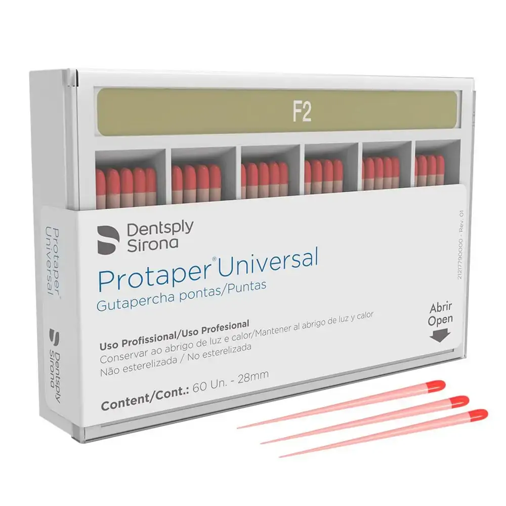 Cone de Guta Protaper Com 60 - Dentsply Sirona - Cone de Guta Protaper F2 28mm Com 60 - Dentsply Sir