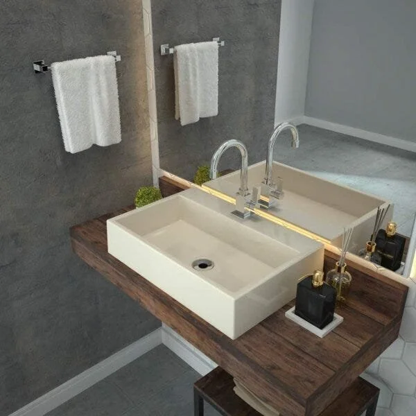 Cuba Para Banheiro Rt55w Retangular Florenza Compace Bege