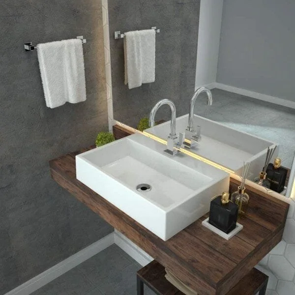 Cuba Para Banheiro Rt55w Retangular Florenza Compace Branco
