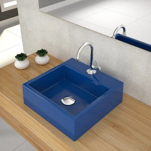 Kit Cuba Q355 Válvula Click 1 Polegada G Sifão Cromado Flexível Compace Azul Escuro