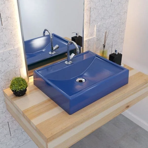 Kit Cuba Rt49 Torneira C50 E Válvula 1 Polegada Abs E Sifão Flexível Pvc Compace Azul Escuro